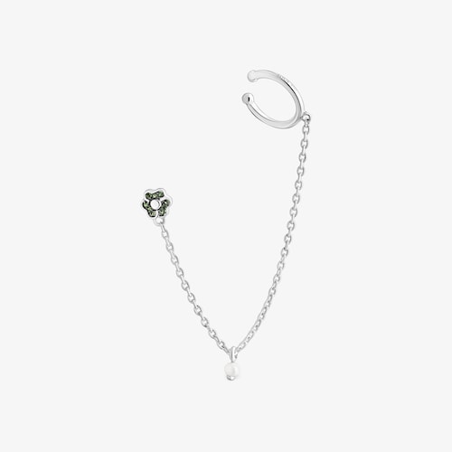 Earcuff de plata con flor de cromodi&oacute;psidos y perla TOUS New Motif