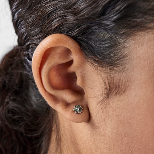 Boucles d&rsquo;oreilles en argent avec fleur en chromo-diopsides TOUS New Motif