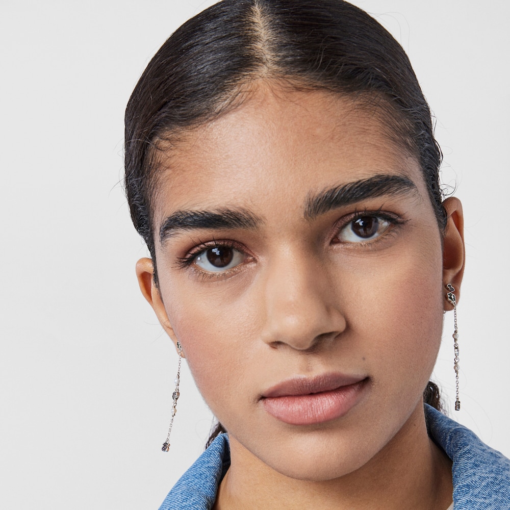 Pendientes largos de plata con gemas y perlas TOUS New Motif