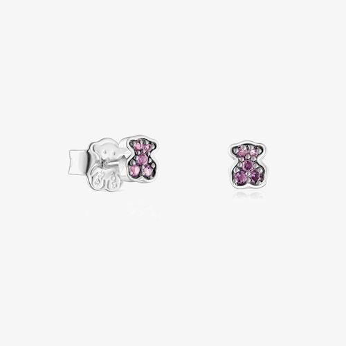Silver TOUS New Motif Earrings with amethyst bear