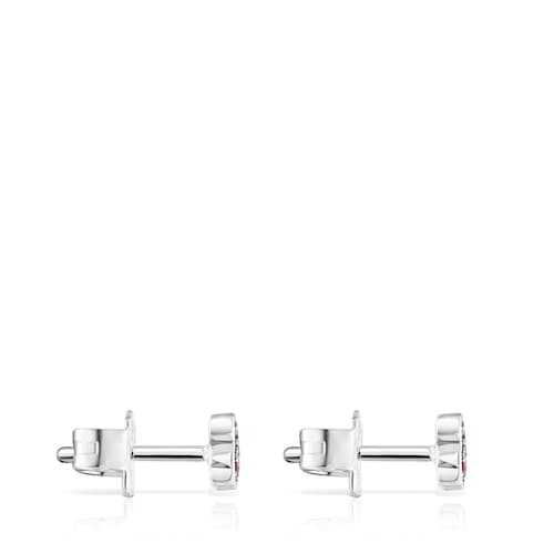 Silver TOUS New Motif Earrings with amethyst bear