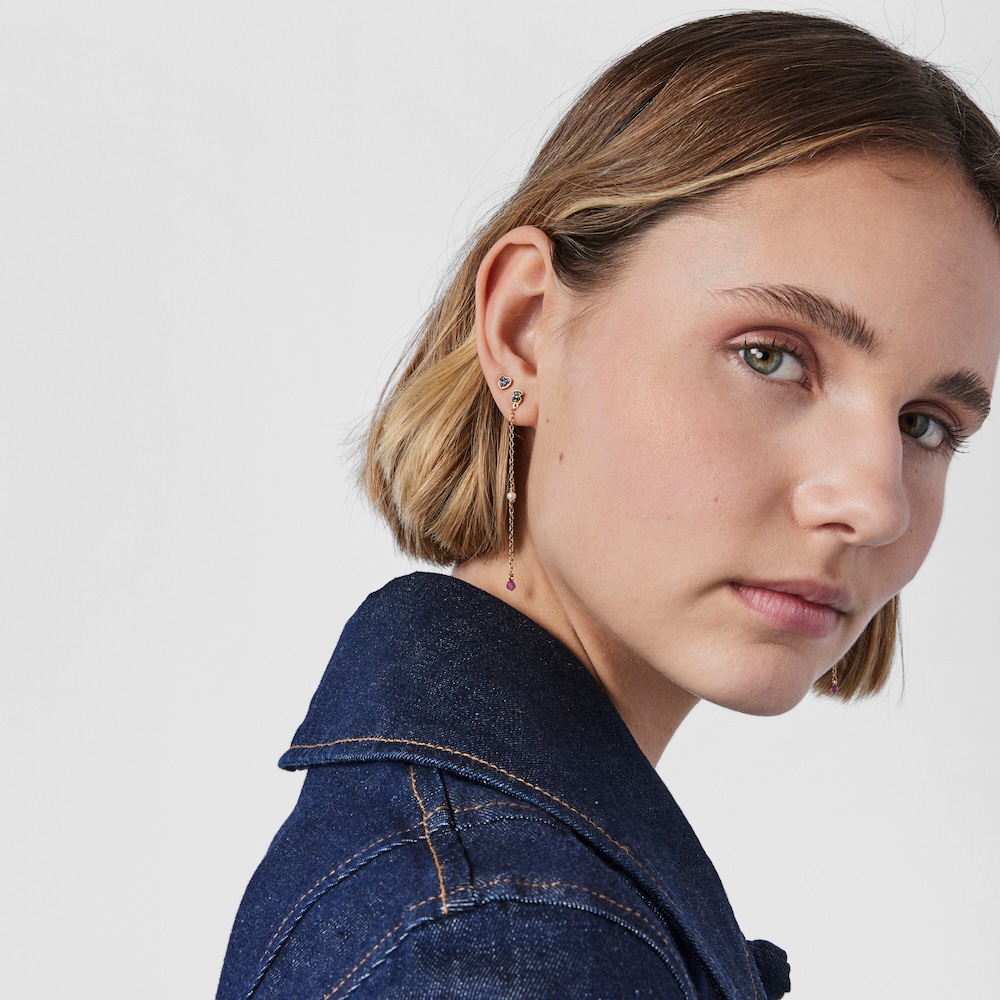 Silver vermeil TOUS New Motif Earrings with chrome diopsides and sapphires