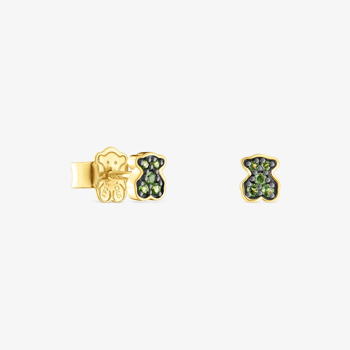 Tous - Pendientes Con Baño De Oro 18 Kt Sobre Plata Y Oso De Cromodiópsidos Tous New Motif - Verde