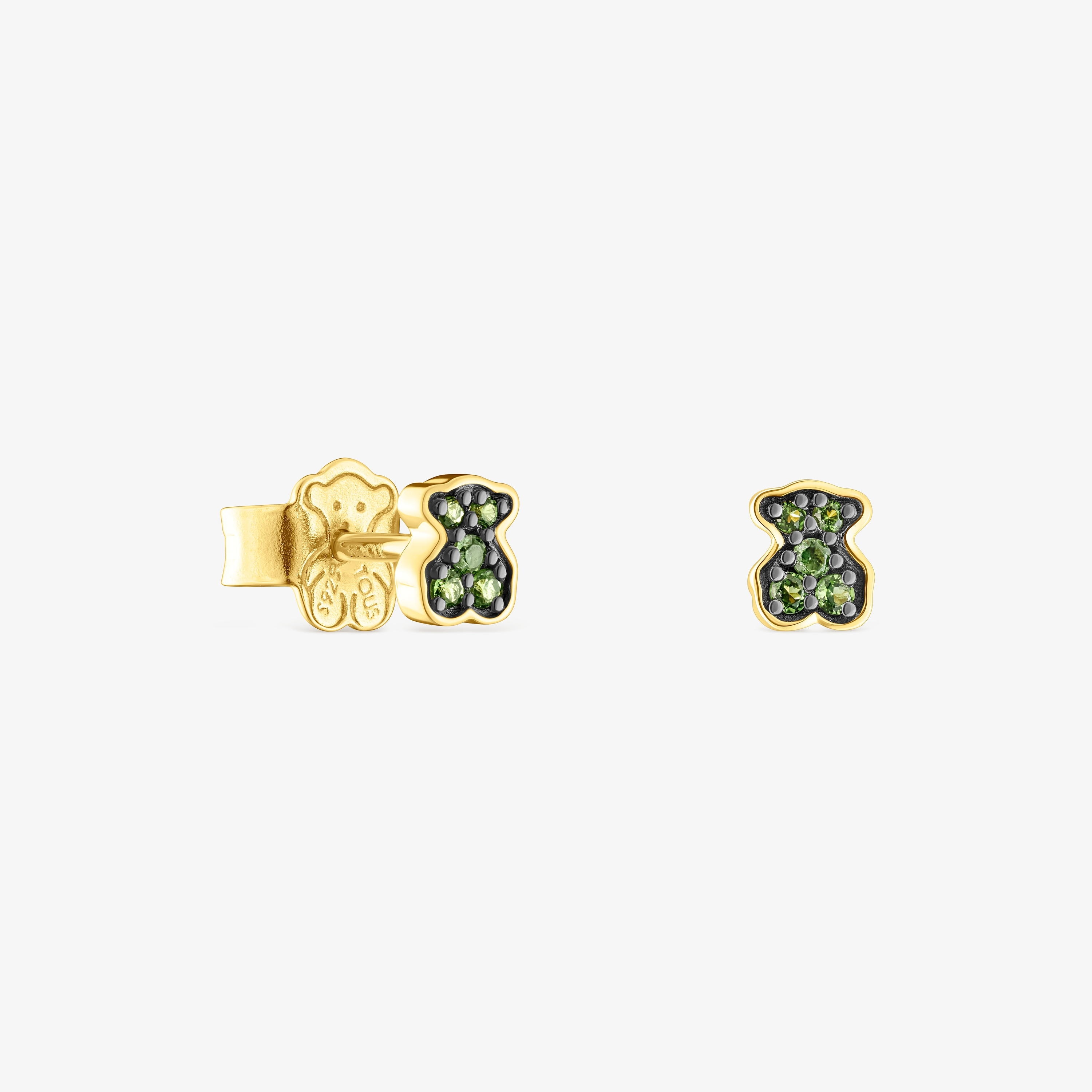 Silver vermeil TOUS New Motif Earrings with chrome diopside bear