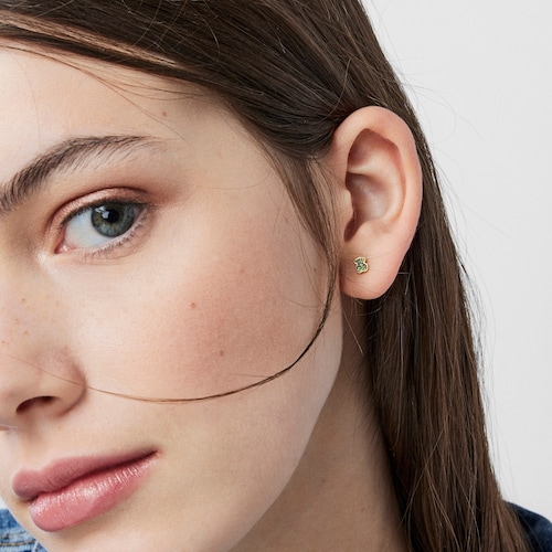 Silver vermeil TOUS New Motif Earrings with chrome diopside bear