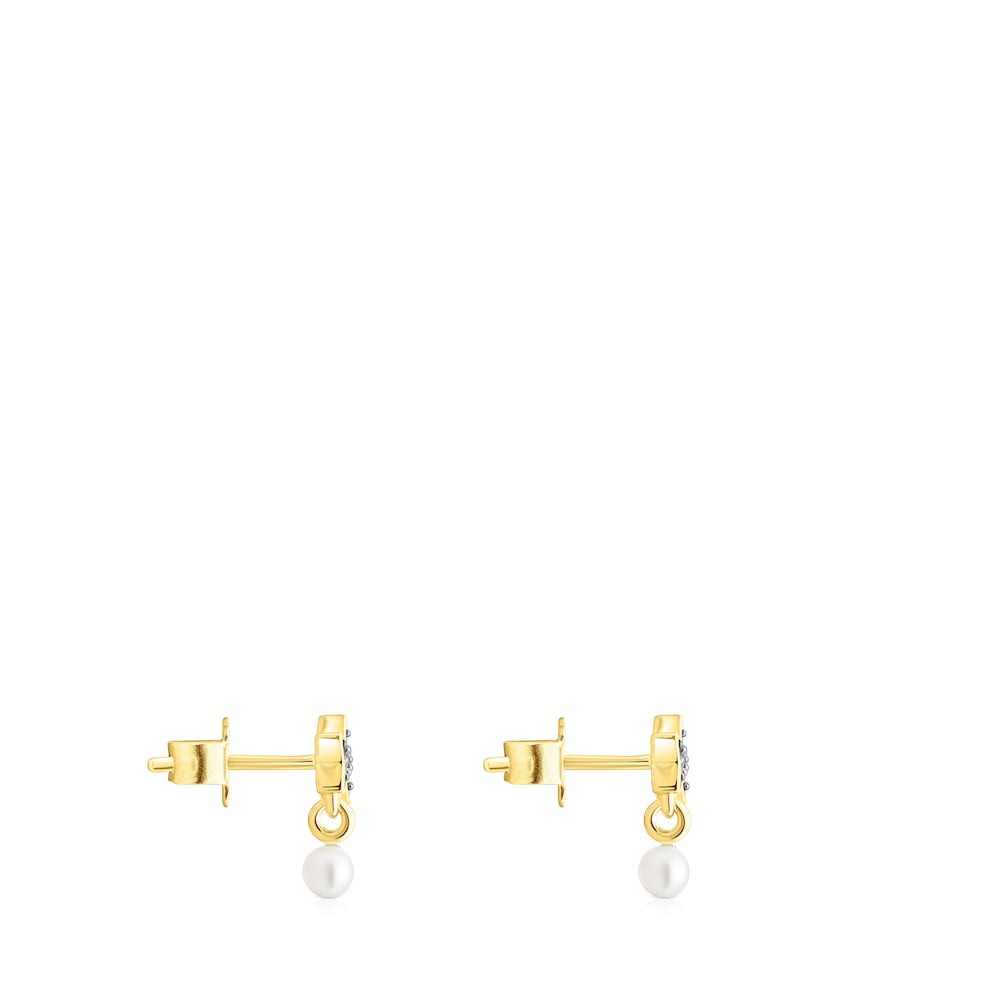 Silver vermeil TOUS New Motif Earrings with sapphire star and pearl