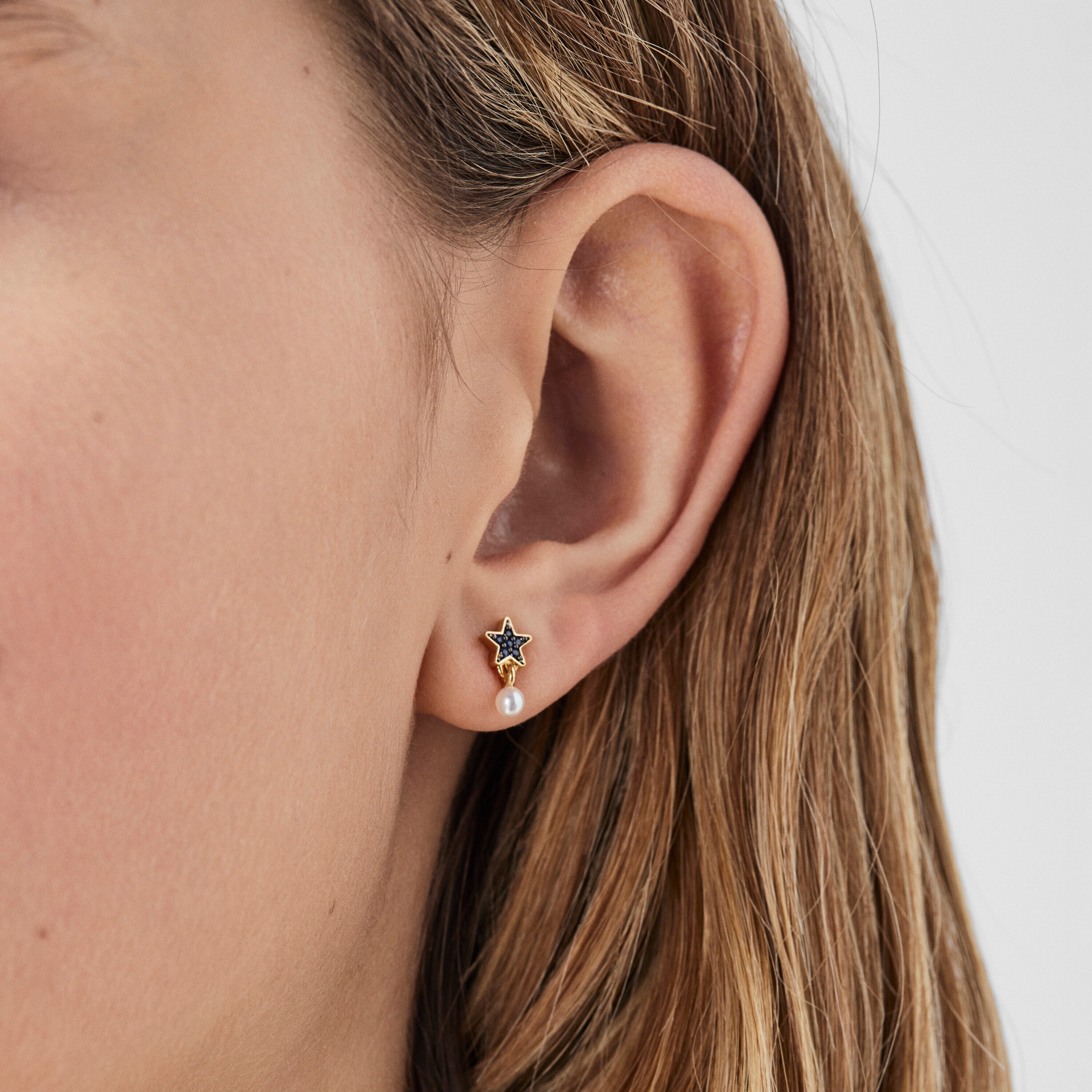 Silver vermeil TOUS New Motif Earrings with sapphire star and pearl