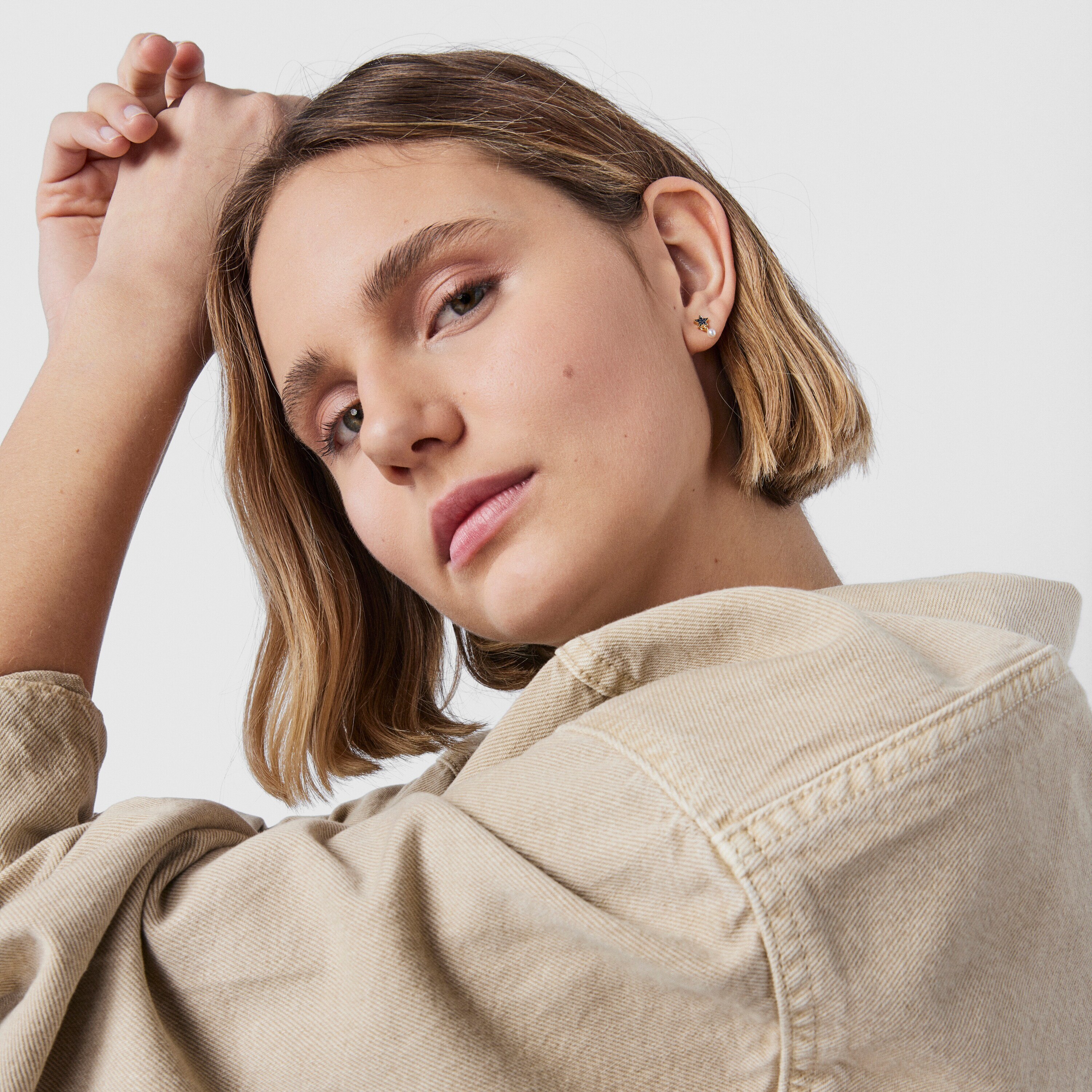 Silver vermeil TOUS New Motif Earrings with sapphire star and pearl