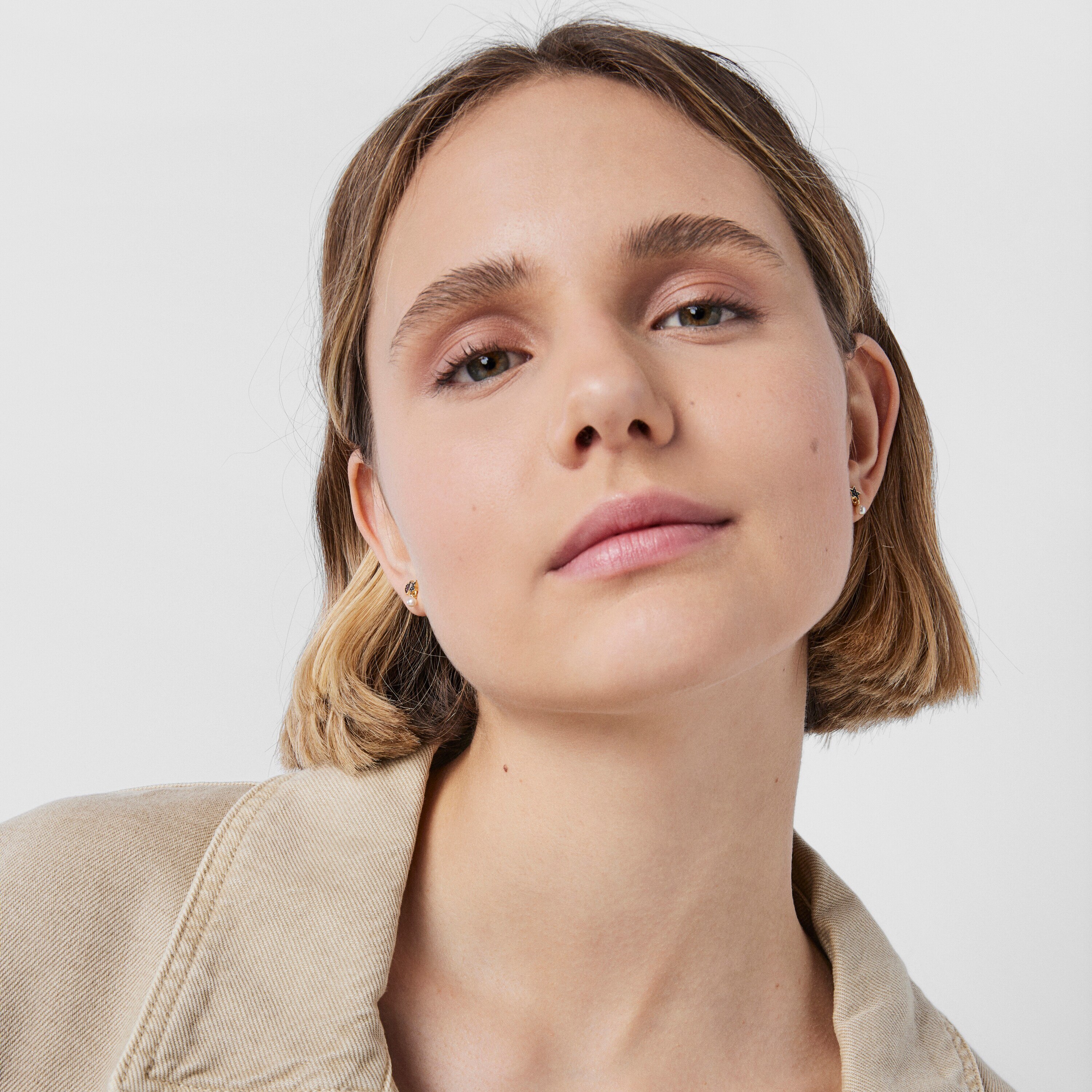 Silver vermeil TOUS New Motif Earrings with sapphire star and pearl