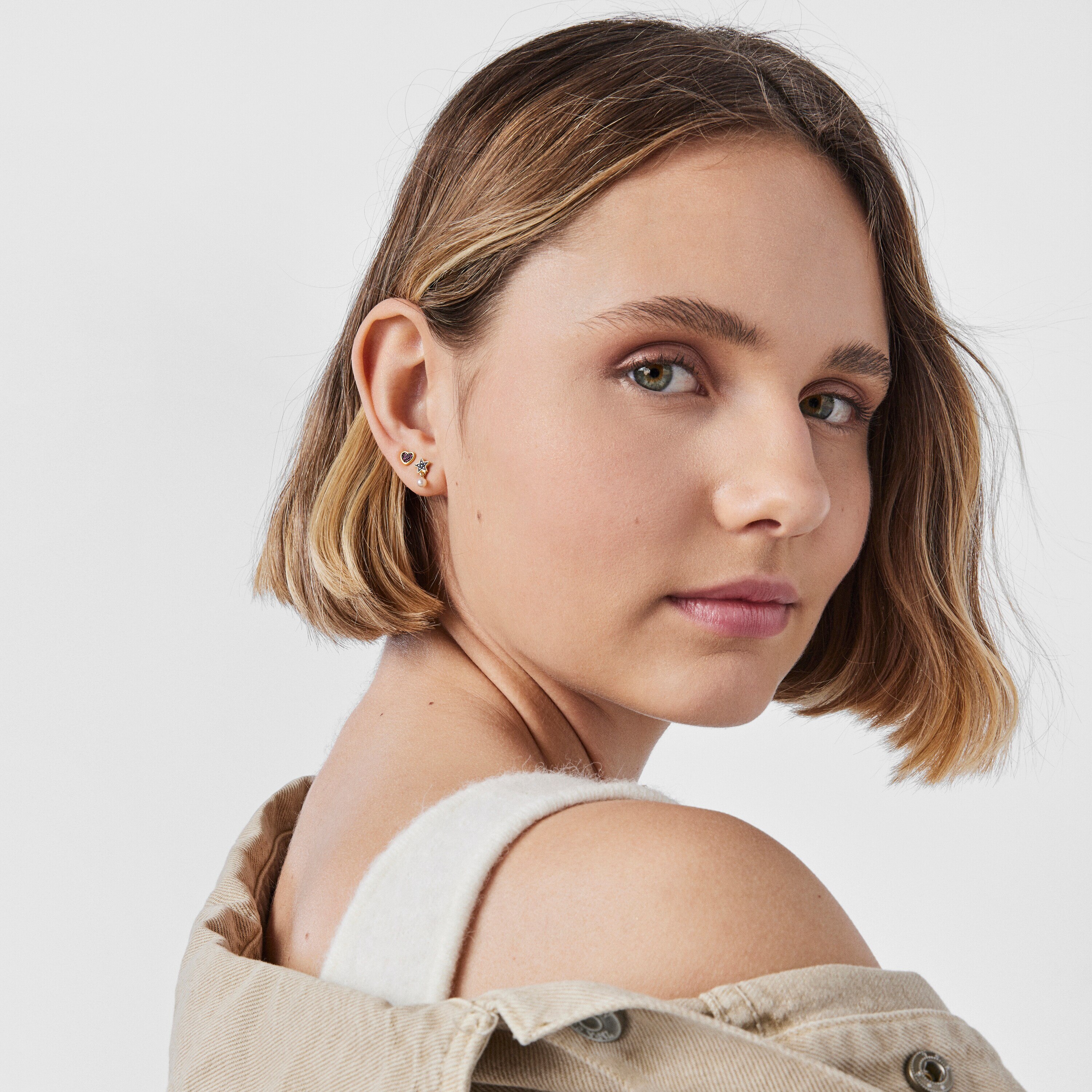 Silver vermeil TOUS New Motif Earrings with sapphire star and pearl