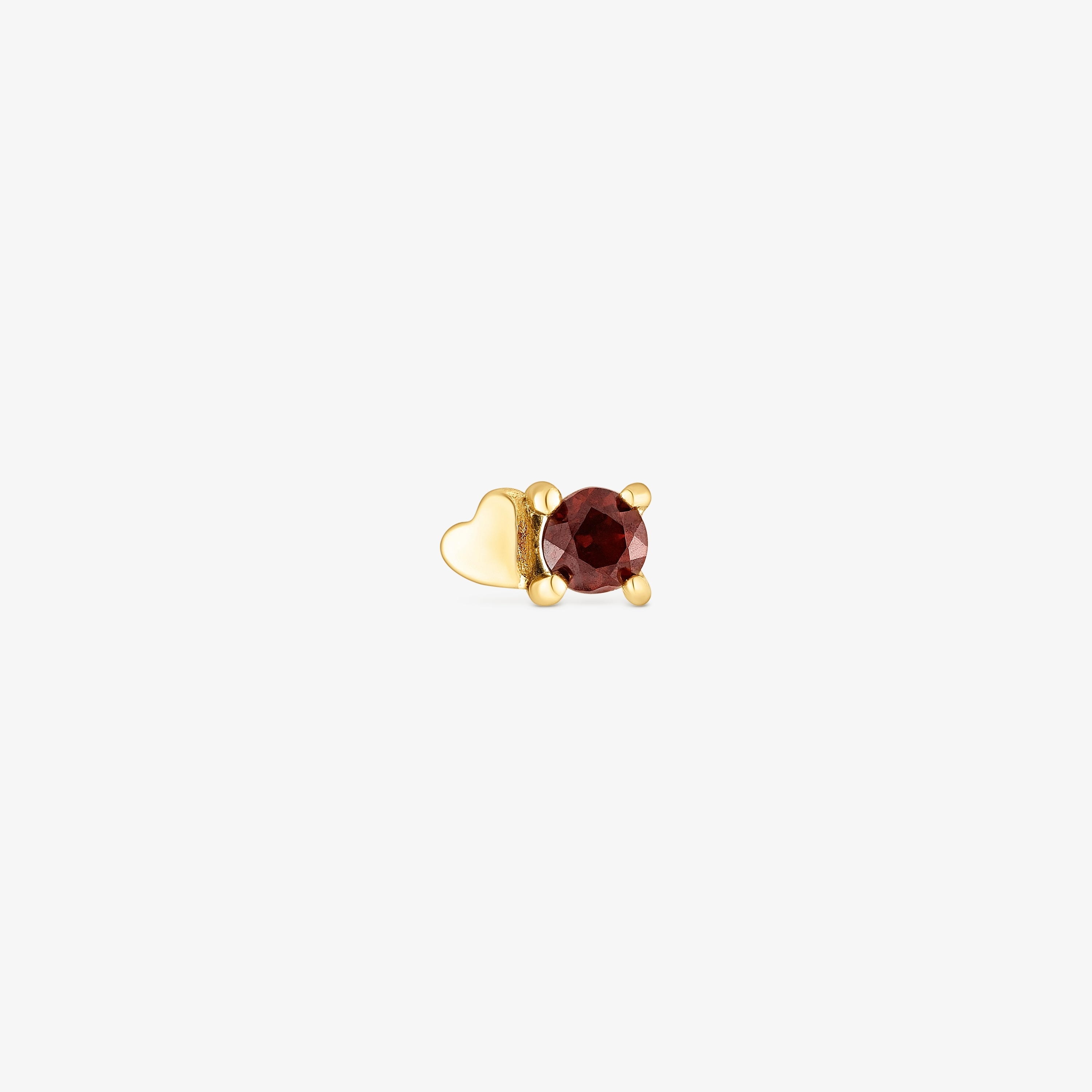 Gold-colored IP steel and garnet New Motif Heart piercing