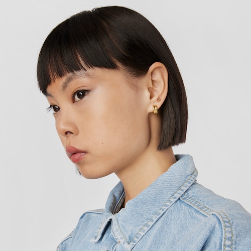 Gold-colored IP steel and iolite New Motif Moon piercing