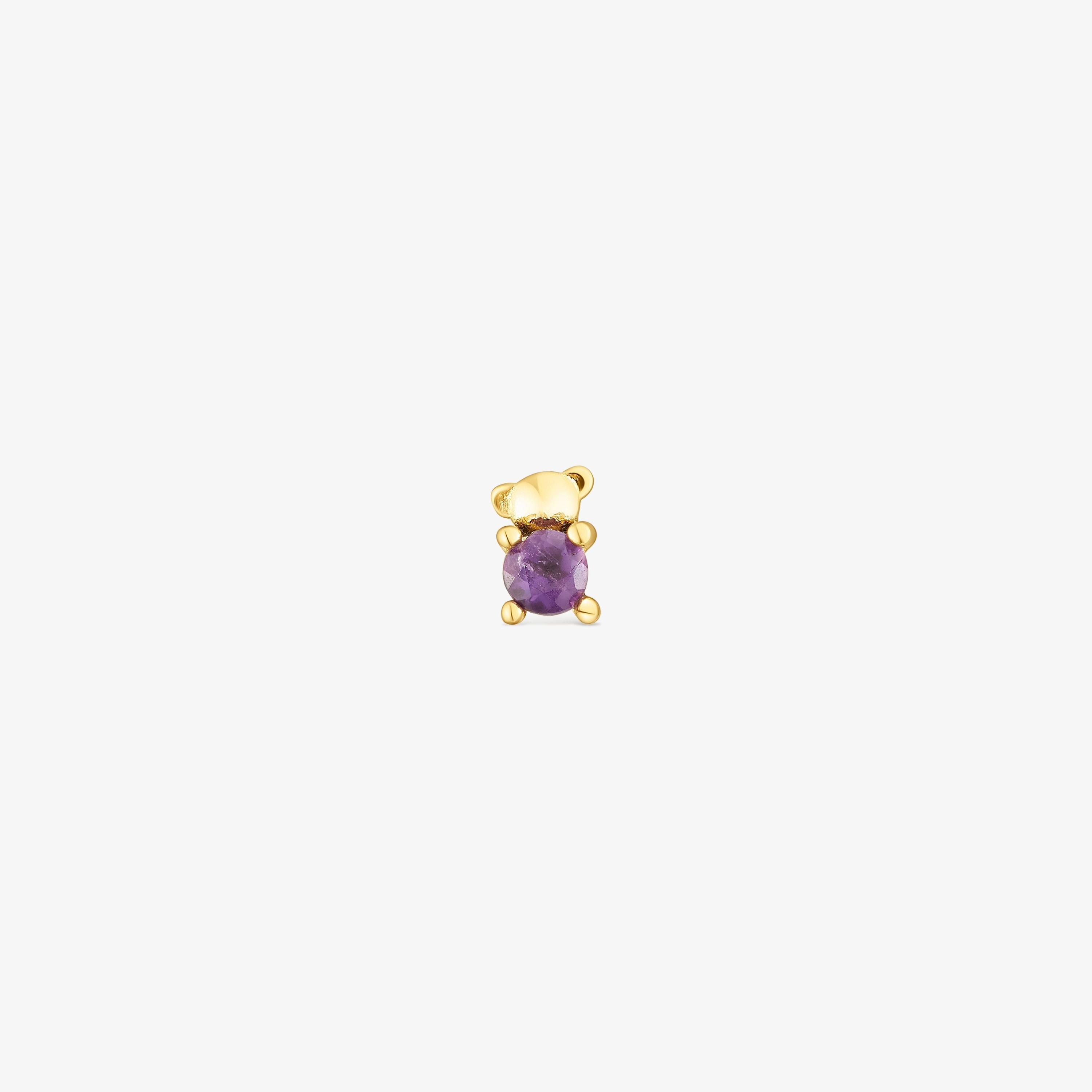 Gold-colored IP steel and amethyst New Motif Bear piercing