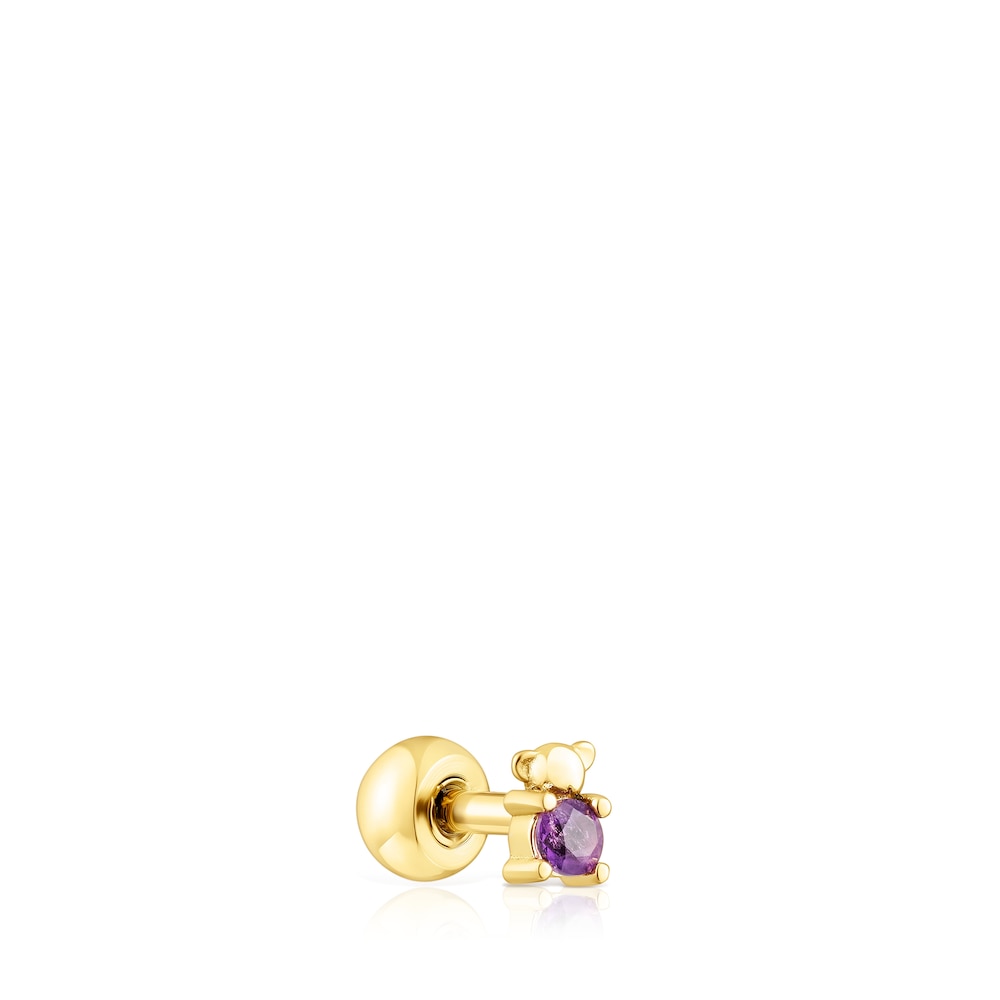 Piercing de acero IP dorado oso y amatista New Motif image number 1