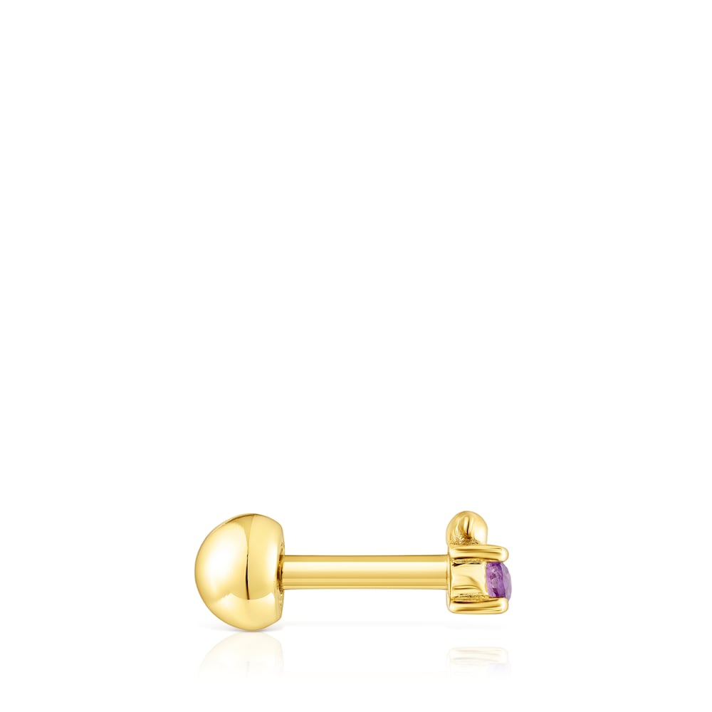 Piercing de acero IP dorado oso y amatista New Motif image number 2