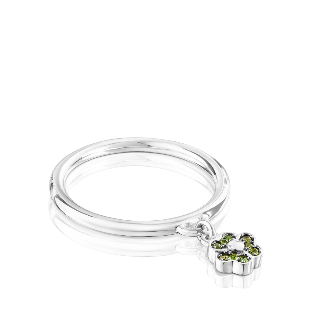 Silver TOUS New Motif Ring with chrome diopside flower