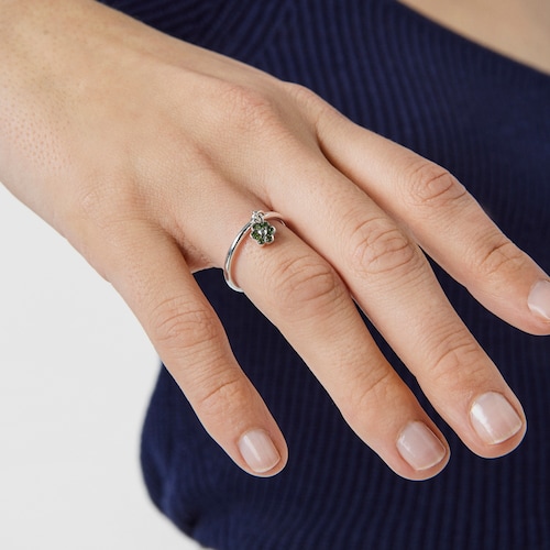 Silver TOUS New Motif Ring with chrome diopside flower