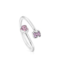Silver TOUS New Motif Open Ring with sapphire and amethyst motifs
