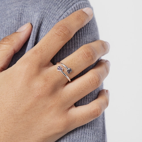 Silver TOUS New Motif Open Ring with sapphire and amethyst motifs