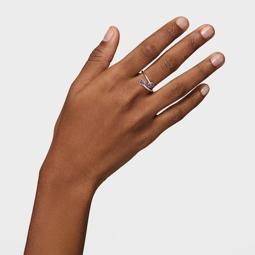 Silver TOUS New Motif Open Ring with sapphire and amethyst motifs