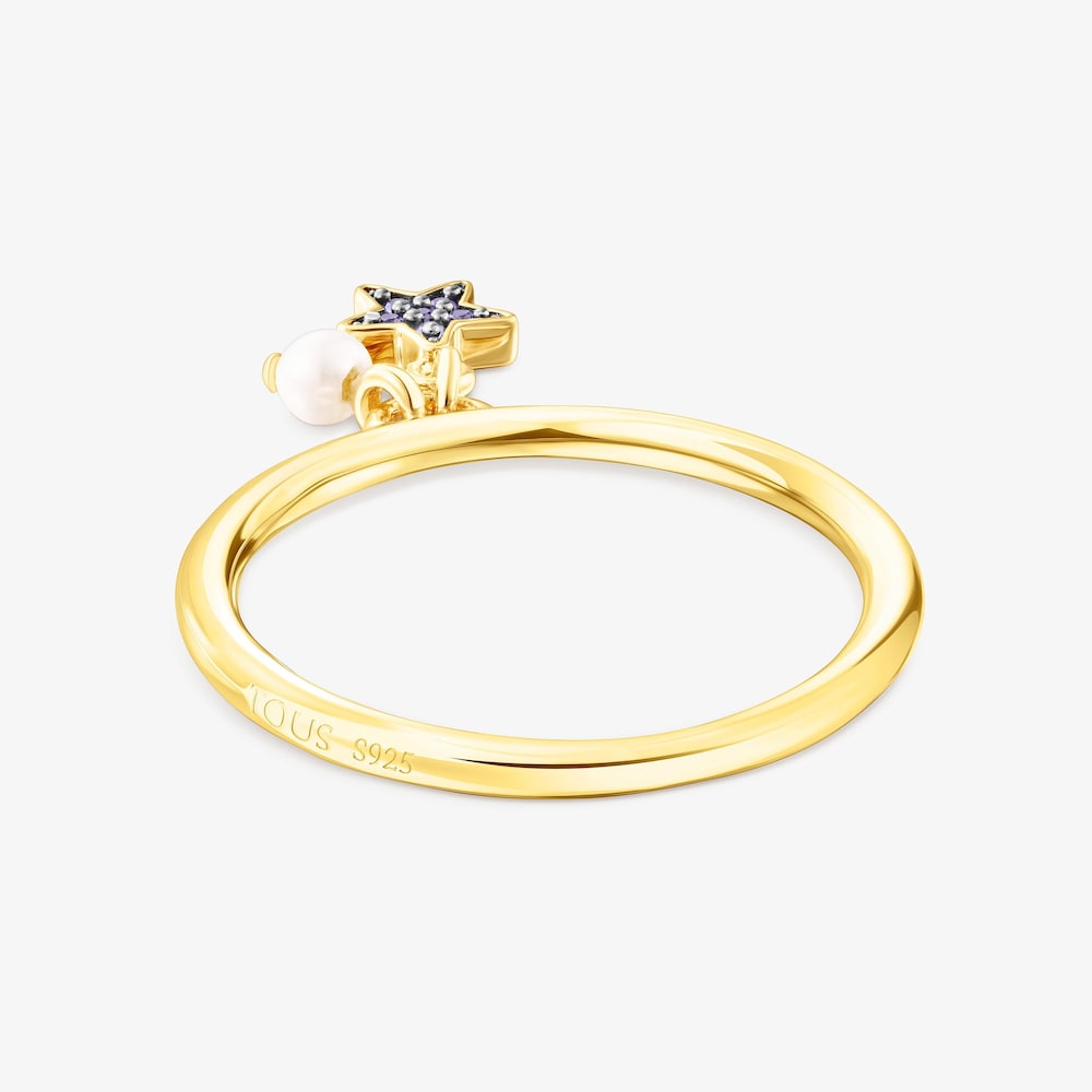 Anillo de plata vermeil con estrella de zafiros TOUS New Motif