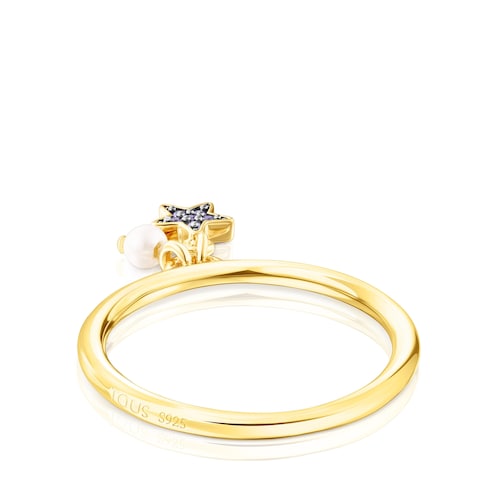 Silver vermeil TOUS New Motif Ring with sapphire star