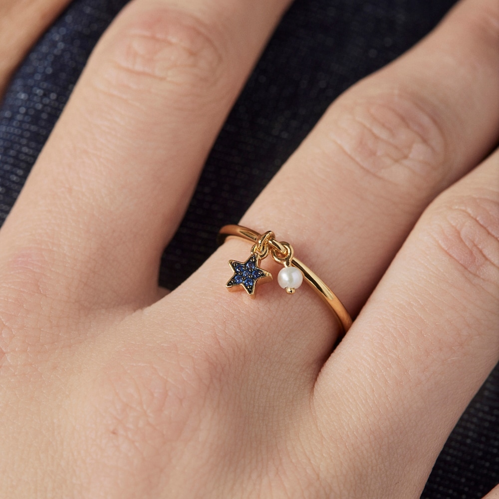 Anillo de plata vermeil con estrella de zafiros TOUS New Motif