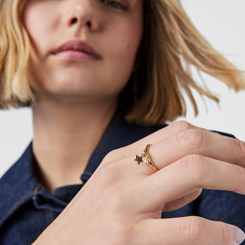 Silver vermeil TOUS New Motif Ring with sapphire star
