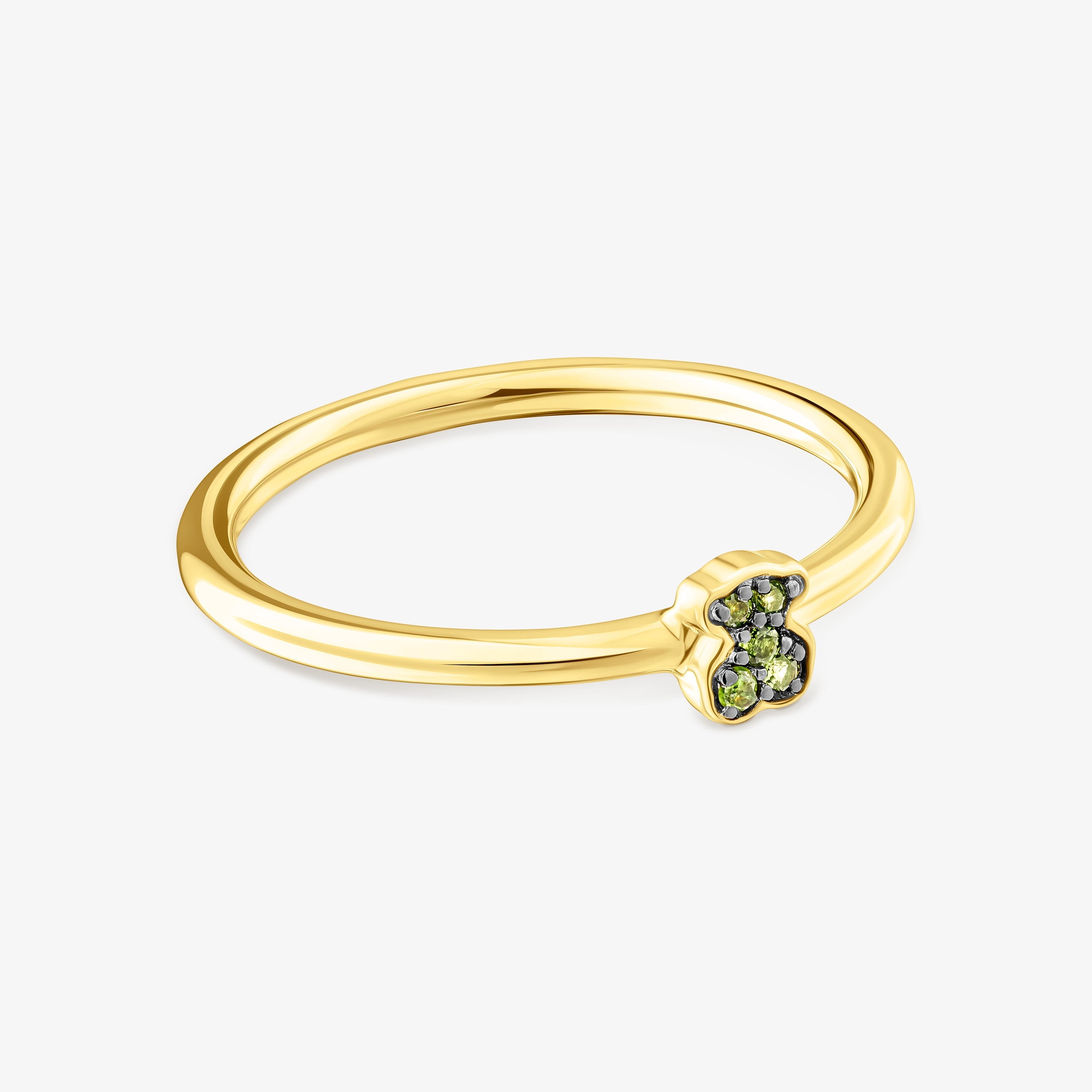 Silver vermeil TOUS New Motif Ring with chrome diopside bear