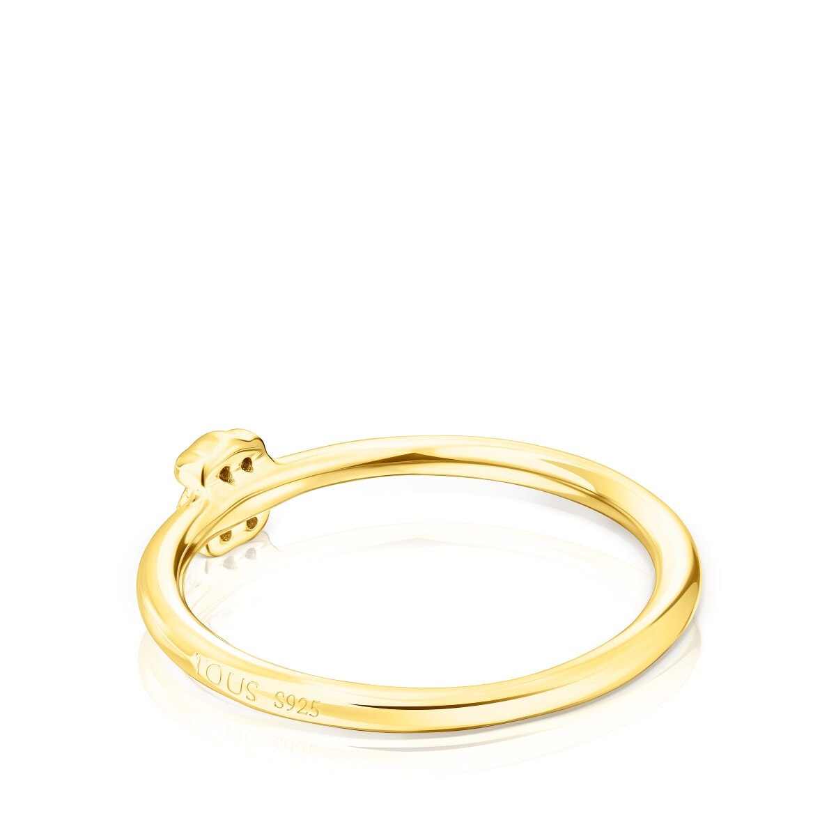 Anillo con baño de oro 18 kt sobre plata y oso de cromodiópsidos TOUS New Motif