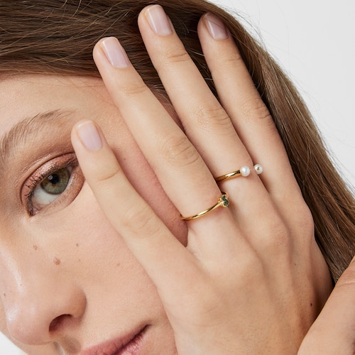 Silver vermeil TOUS New Motif Ring with chrome diopside bear