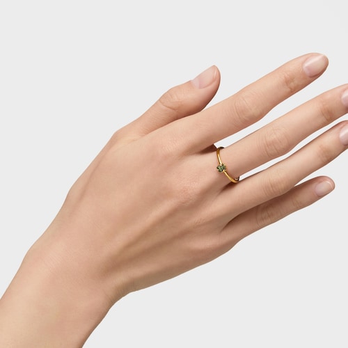 Silver vermeil TOUS New Motif Ring with chrome diopside bear