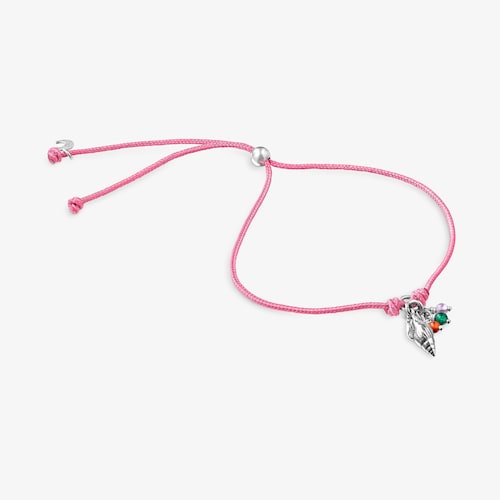 Pulsera de cord&oacute;n rosa con motivo caracola y gemas Save Ocean