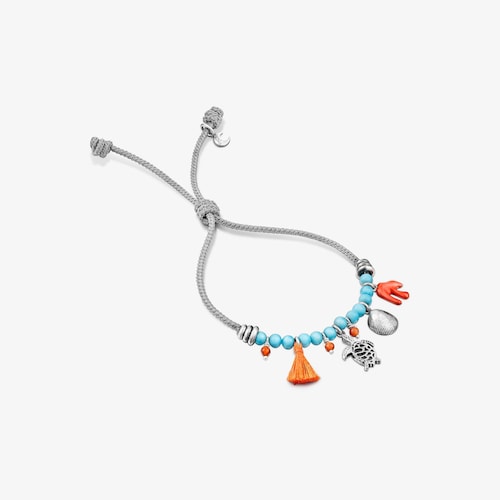 Pulsera de cord&oacute;n beige, magnesita y motivos Save Ocean