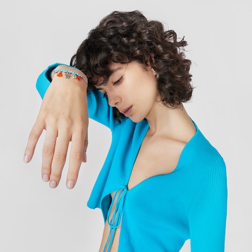 Pulsera de cord&oacute;n beige, magnesita y motivos Save Ocean