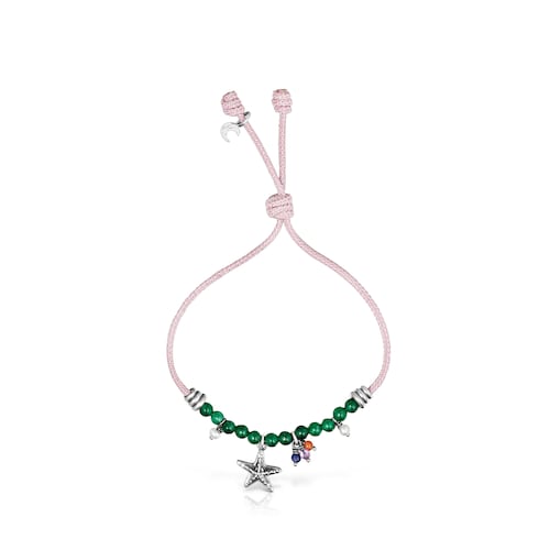 Pulsera de cord&oacute;n rosa, cuarcita, motivo estrella Save Ocean