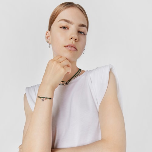 Pulsera de cord&oacute;n rosa, cuarcita, motivo estrella Save Ocean