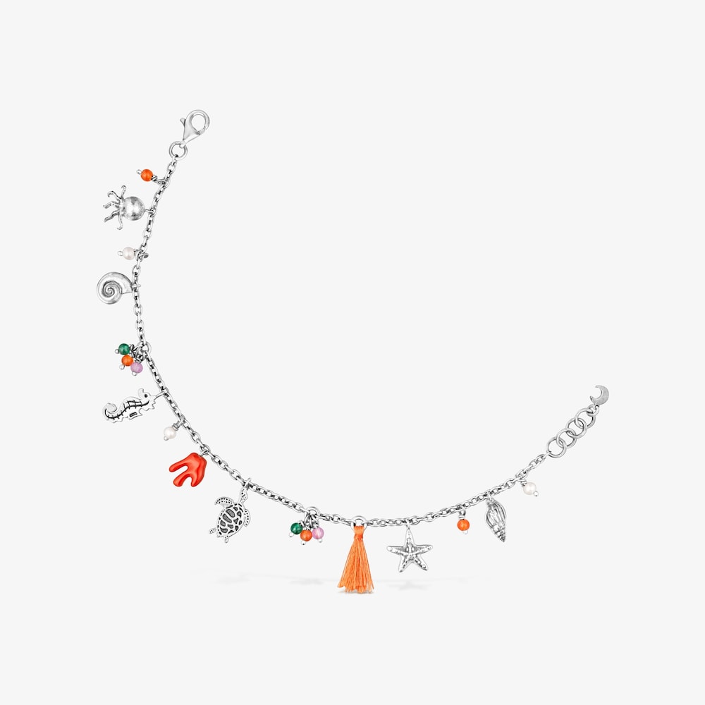 Pulsera de plata con motivos y gemas Save Ocean