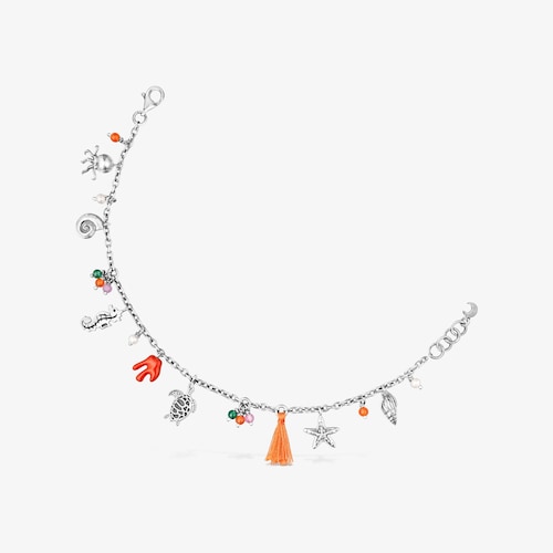 Pulsera de plata con motivos y gemas Save Ocean