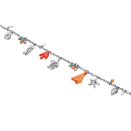 Pulsera de plata con motivos y gemas Save Ocean