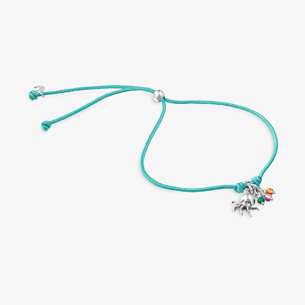 Pulsera de cord&oacute;n turquesa con motivo pulpo y gemas Save Ocean