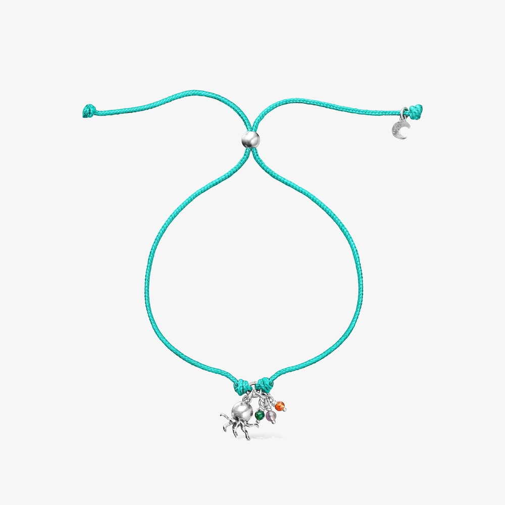Pulsera de cord&oacute;n turquesa con motivo pulpo y gemas Save Ocean