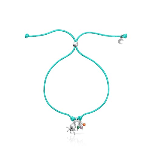 Pulsera de cord&oacute;n turquesa con motivo pulpo y gemas Save Ocean