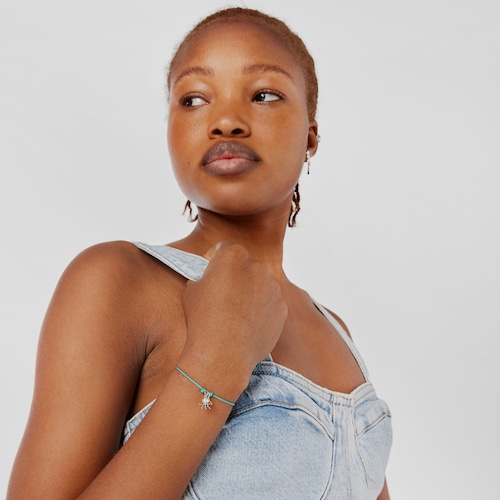 Pulsera de cord&oacute;n turquesa con motivo pulpo y gemas Save Ocean