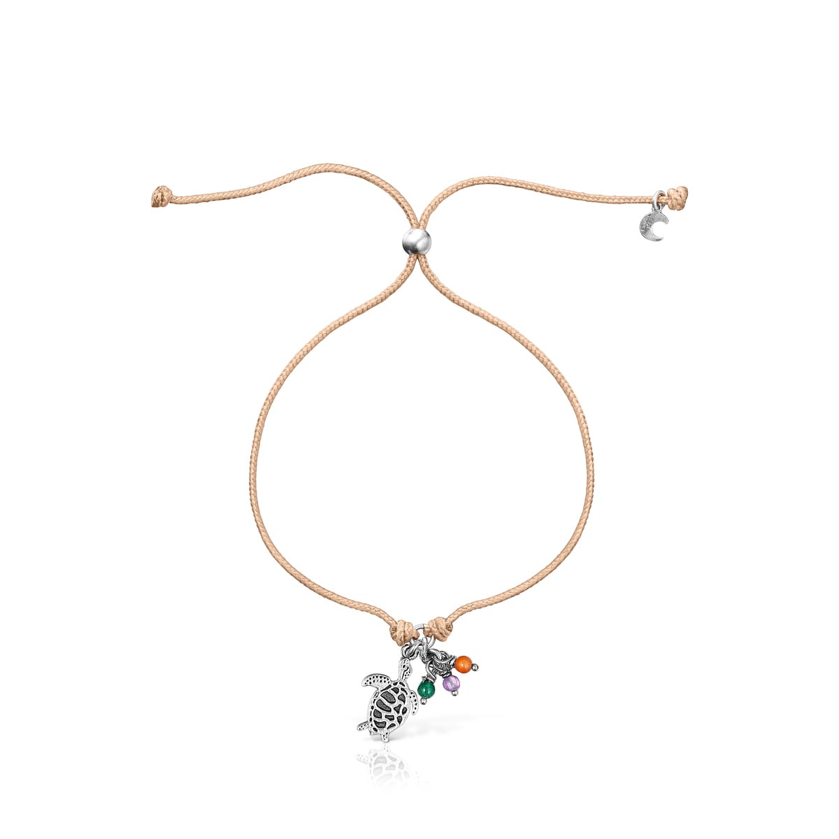 Beige cord Save Ocean Bracelet with tortoise charm and gemstones