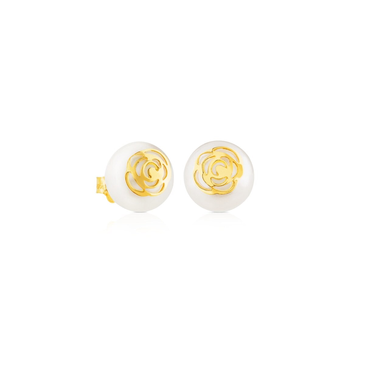 Gold Rosa d'Abril Earrings with Pearl