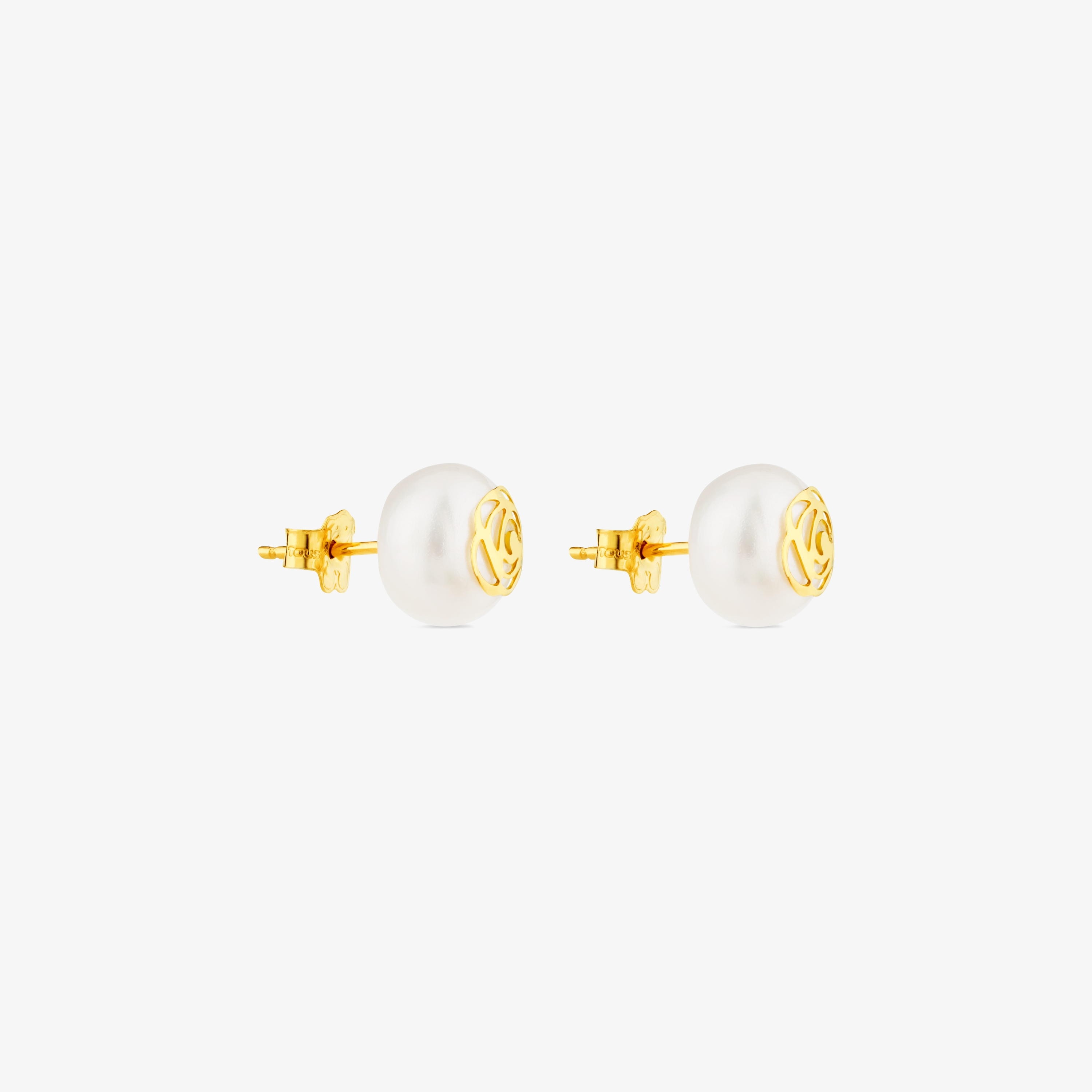 18K solid gold Rosa d'Abril Earrings with Pearl