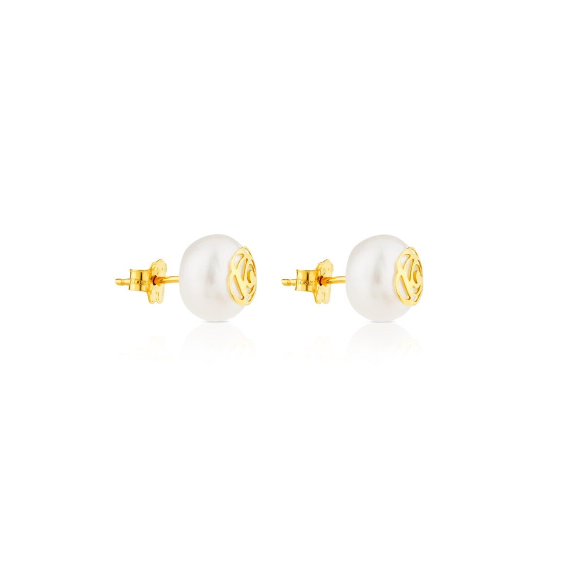 Gold Rosa d'Abril Earrings with Pearl
