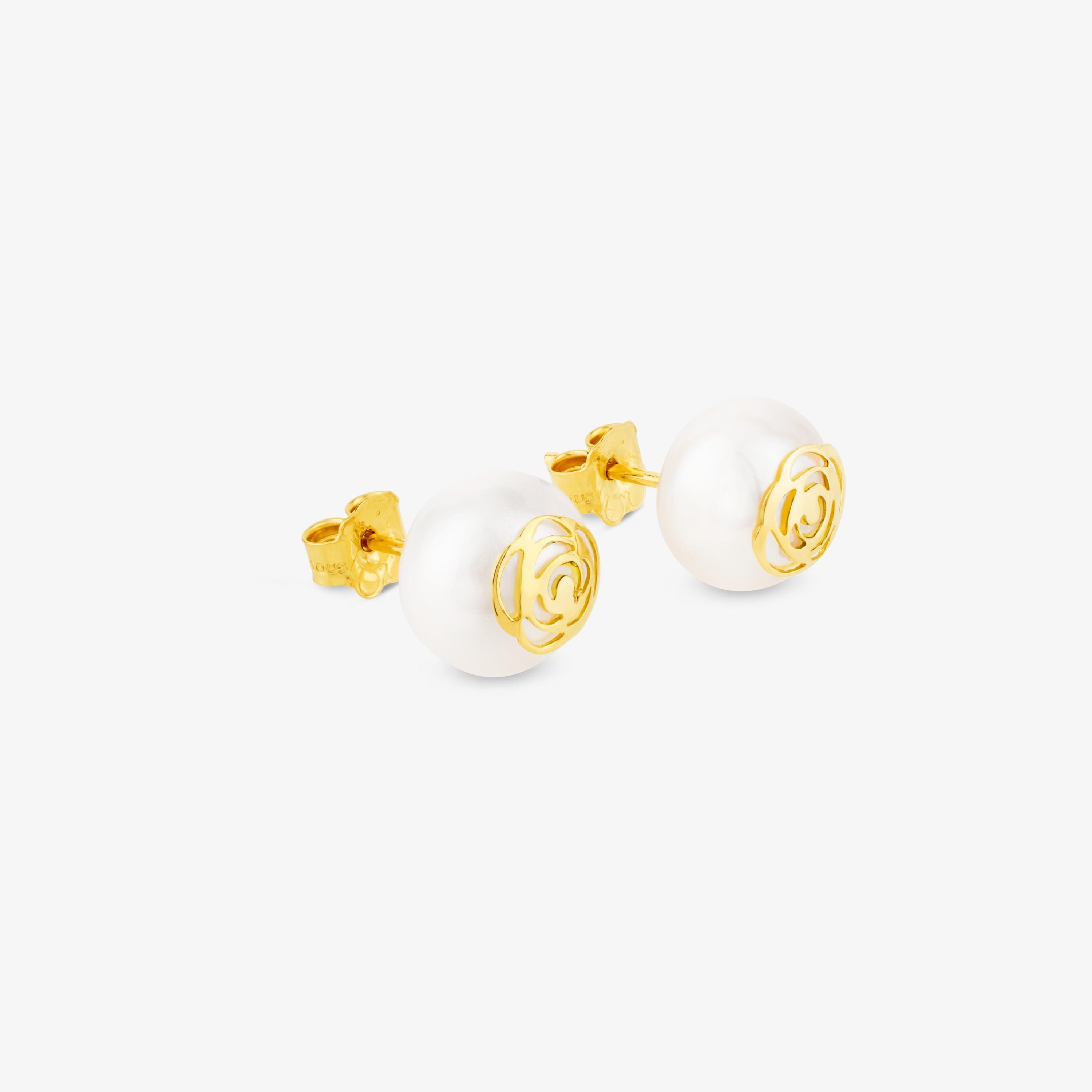 18K solid gold Rosa d'Abril Earrings with Pearl