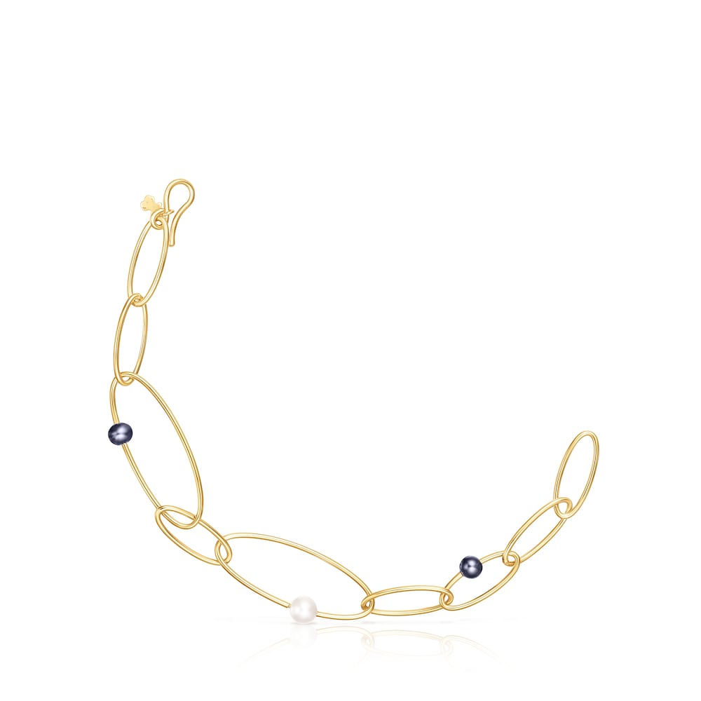 Silver vermeil Elipse Bracelet with cultured pearls